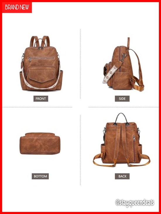 PU Leather Convertible Fashion Backpack Purse for Women, Waterproof Shoulder main image 4